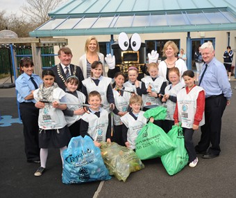 Students from Frenchpark promoting National Spring Clean