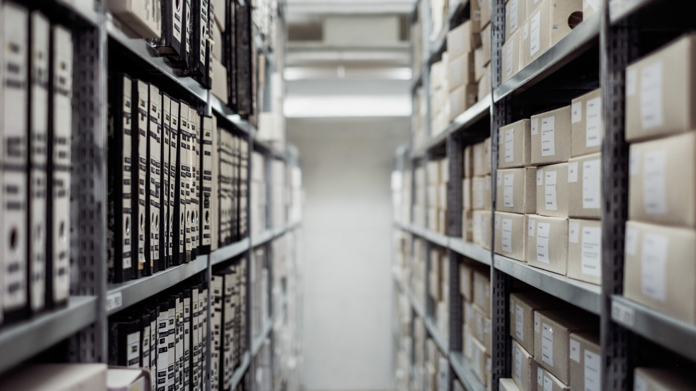 Archival Storage Static Shelving Static shelving storage with archival quality boxes and box files